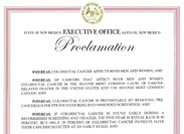 This is the Colorectal Cancer Month proclamation for the state of New Mexico dated March, 2017.