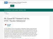 IIS: Current HL7 Standard Code Set