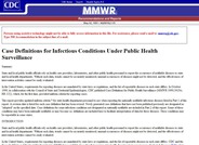 Case Definitions for Infectious Conditions Under Public Health Surveillance 