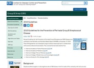 Guidelines for the Prevention of Perinatal Group B Streptococcal Disease 2010