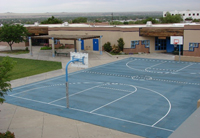 Photograph of the large outdoor basketball court at Sequoyah Adolescent Treatment Center.