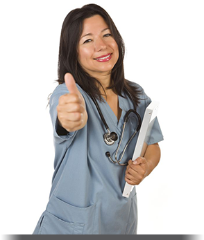 Smiling Nurse Pointing
