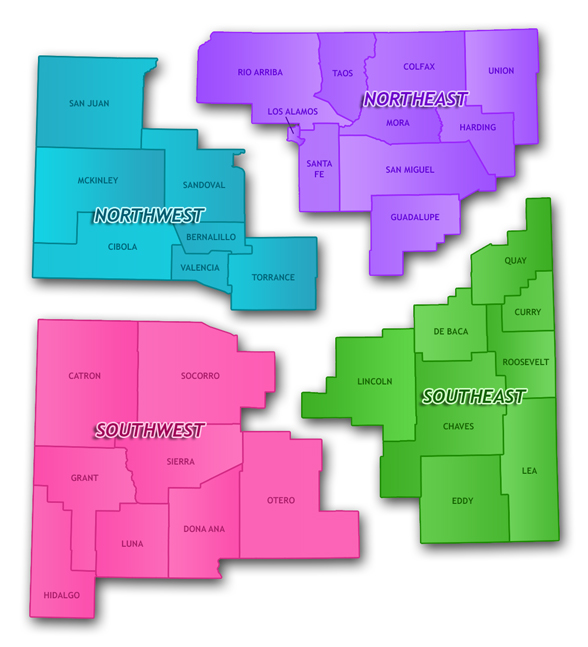 New Mexico Regions Map Public Health Regions