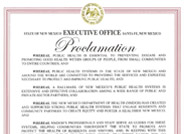 This is a copy of the “Public Health Week” proclamation for the state of New Mexico dated March 30th, 2017.