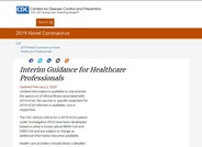 CDC Interim Guidance for Healthcare Professionals