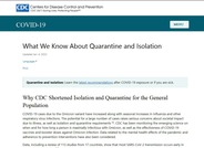 CDC What We Know About Quarantine and Isolation