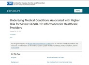 Underlying Medical Conditions Associated with Higher Risk for Severe COVID-19: Information for Healthcare Providers