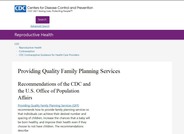 The Centers for Disease Control and Prevention (CDC): Providing Quality Family Planning Services