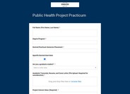 Public Health Project Practicum Application