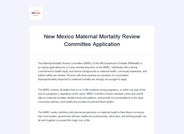 New Mexico Maternal Mortality Review Committee Application