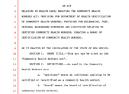Senate Bill 58 - Community Health Workers Act